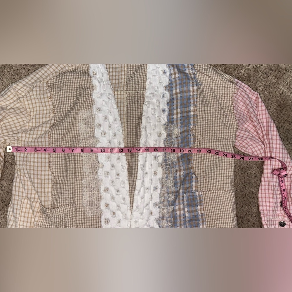 Pol Patchwork Plaid Buttonup Shirt Shacket Bohemi… - image 7